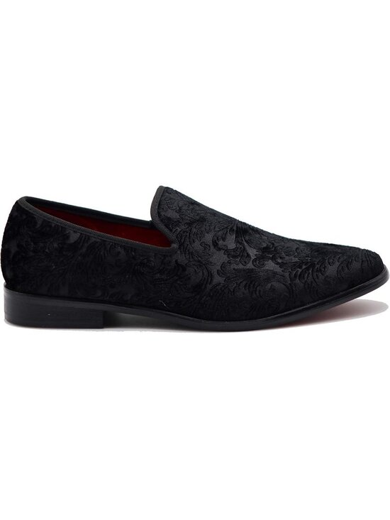 Men\'s Plain Black35 Vintage Velvet Loafers Slip On Classic Tuxedo Dress Shoes main image 4